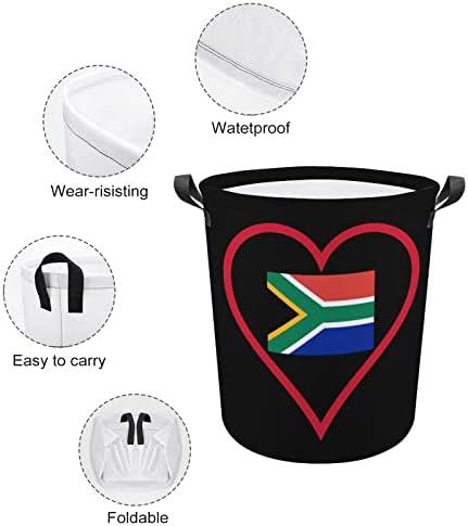 Love South_Africa Crvena korpa za veš sa srcem sklopiva visoka korpa za odeću sa ručkama torba za odlaganje