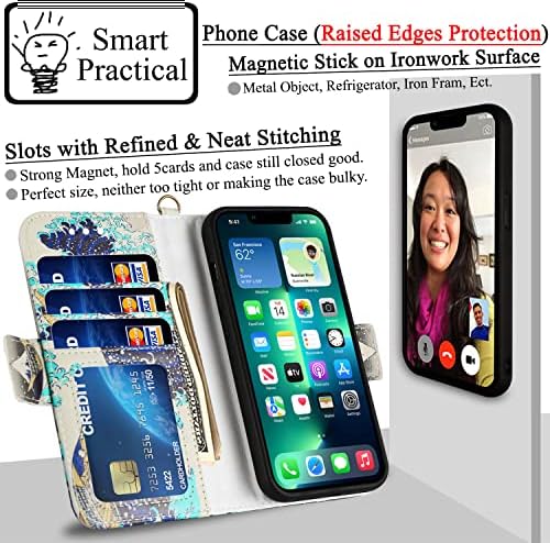 Mefon kožna torbica za novčanik za iPhone 13 Pro, kompatibilna sa bežičnim punjenjem, magnetno odvojiva, RFID blokada, luksuzne Flip