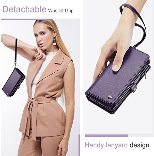 asapdos Samsung Galaxy Z Fold 2 torbica za novčanik,Retro antilop PU koža sa zatvaračem Folio Zaštita ekrana Flip Case sa magnetnim