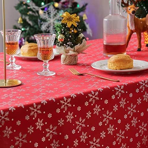 LESPOIR tkanina, stolnjak pravokutni poliesterski ispisani patch party, 60x60 inčni crveni blagovaonici za odmor za Božić