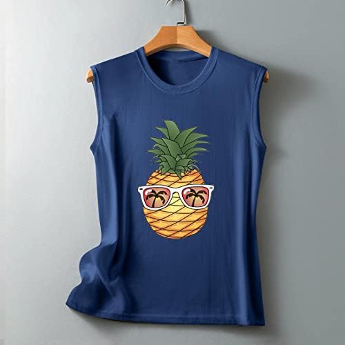 Miashui Biker Crop Top European i Američki stil rukava bez rukava Ženski ananas Zabava za ispis majica 2x Tunički vrhovi za