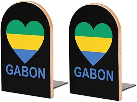 Volim Gabon slikarstvo Drvo Bookend dekorativni Non-Skid knjiga kraj 1 par 7x5 Inch