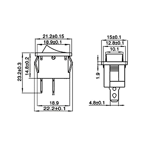 10 kom kcd1 2-pinski 250V 3A SPST crni prekidač za čamac 21×15/15×10 prekidač za položaj klackalice za uključivanje,15mmx10mm