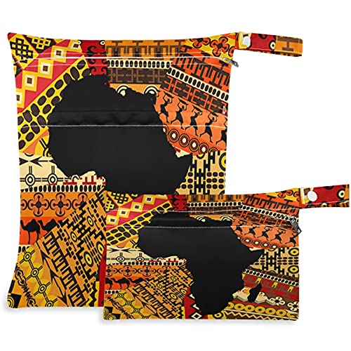 visesunny Africa etnička karta 2kom mokra torba sa džepovima sa patentnim zatvaračem periva višekratna prostrana torba za pelene za