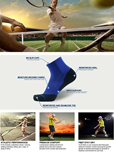 Muške ženske teniske čarape, HUSO Performance sportske čarape za kompresiju gležnja 1,2,3,4,6 parovi