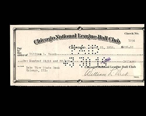 William Veeck PSA DNK potpisao X2 Chicago Cubs Check 3-31-1919 autogram-MLB potpisi za izrezivanje