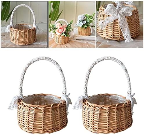 KLKCMS 2x pletene ladice Woven Rattan Basket Dekorativne okrugle ladice za kućni dekor Organizacija Kupatilo