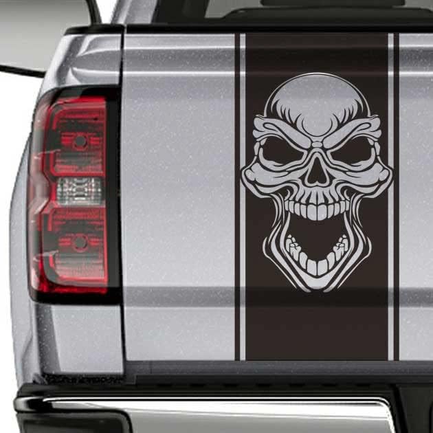 Jeepazoid SkunkMonkey - Kamion naljepnica za kamion - Tribal Skull Universal Fit - Bijela naljepnica