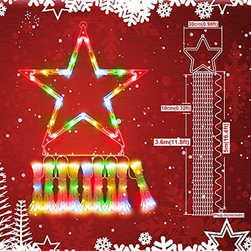 Heceltt Božićni ukrasi vanjski Set od 2, 3.3 ft 85leds osvijetljeni snjegović, 13ft 344LEDs Star Waterfall Light 8 načina svjetiljke,