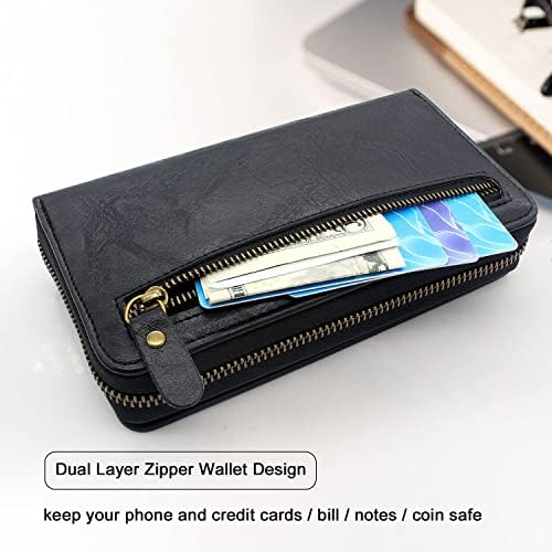 Lacass kompatibilan sa iPhone 14 PRO 6.1 inch 2022 Case Crossbody Dual Zipper odvojiva magnetna kožna torbica za novčanik