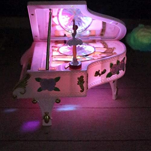 Hmggdd Pink Piano Music Box LED lampica Muzika Nakit Rotirajuća balet Girl Music Box Rose Music Box Rođendan Poklon