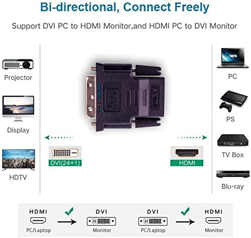 SatelliteSale dvosmjerni muški DVI - D na ženski HDMI Adapter 1080p Full HD PVC Crni Konverter