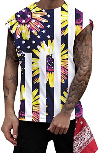 Bmisegm ljetne muške majice Dan nezavisnosti 3D štampani muški džemper Tank Top Casual Sportski Tank Top paket muških majica