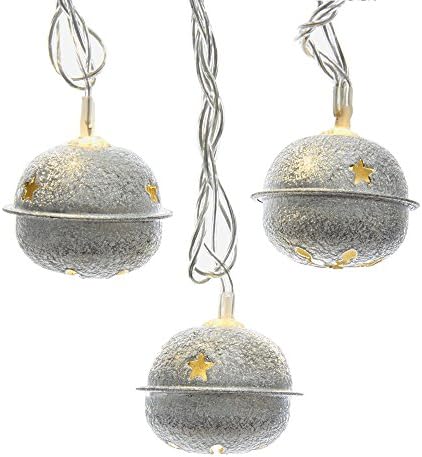 Kurt S. Adler UL5012 srebrno metalno zvono sa toplim bijelim LED svjetiljkama
