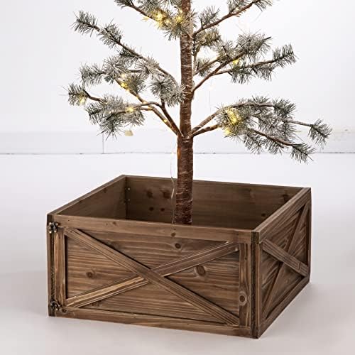 Glitzhome Drvena kutija Okrug stalak za zaštitu božićne suknje, 22 l, prirodno smeđe