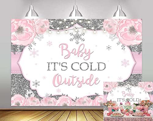 Ticuenicoa zimska pozadina za tuširanje beba 5x3ft Baby vani je hladno dekoracije za zabave Baner zimska Zemlja čuda ružičasto i srebrno