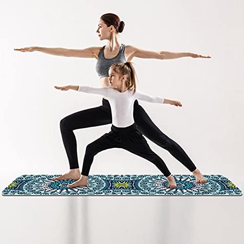 Debela neklizajuća Vježba & amp; fitnes 1/4 prostirka za jogu sa starinskim etničkim Boho cvjetnim plavim printom za Yoga Pilates