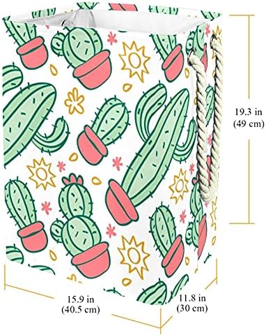 DEYYA vodootporne korpe za veš visok čvrst sklopivi kaktus jednostavan uzorak print Hamper za odrasle djecu Teen Boys Djevojke u spavaćim