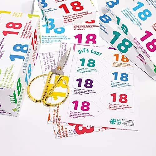 Centralni 23 smiješni papir za omatanje - 6 listova omot za poklon sa oznakama - papir za omatanje 18. rođendana - može se reciklirati