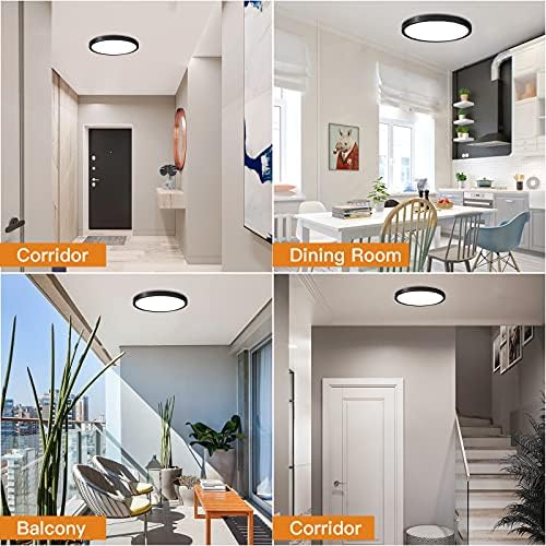 TALOYA LED Flush Mount plafonska lampa, 6 pakovanja, 18w,8.9 inča,1800lm,5000K, Crna Ultra tanka okrugla ravna ploča,plafonska lampa