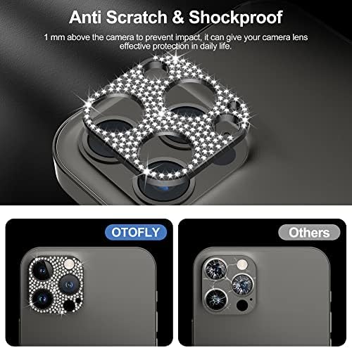 Otofly zaštita sočiva kamere kompatibilna sa iPhoneom 12 Pro Max za žene djevojke Bling Glitter Diamond Metal Lens zaštitni ukras
