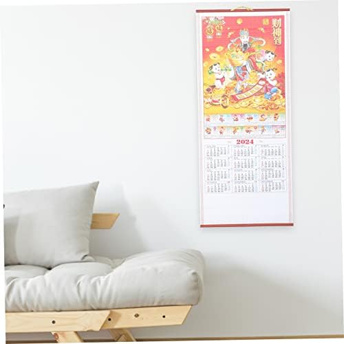 Tofficu 4pcs 2024 Zidni kalendar zodijaka Viseći pomaknite kineski horoskopski papir