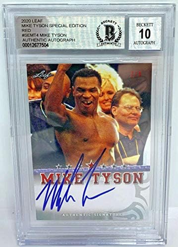 Mike Tyson potpisana listovna karta SEMT5 LE 5 Crveni Beckett BAS Ocjenjivao 10 - autogramirane bokserske kartice