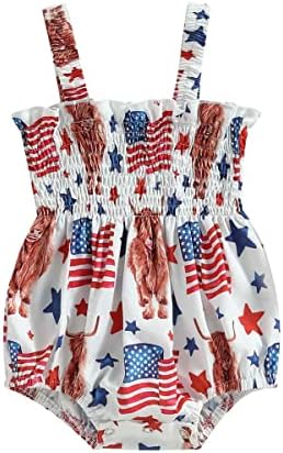 YingIsfitm Toddler Baby Girl 4. jula Outfit outfit bez rukava Print Romper četvrti jul odijelo