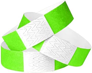 WristCo neonsko zelene Tyvek narukvice za događaje-500 Count ¾ x 10 - vodootporne reciklirajuće udobne papirne narukvice otporne na