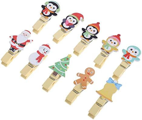 Toyandona 40pcs photo mape Santa Pin Božićni drveni krpepin Holders Nativnost Pin Božić mini fotografije Clizeri Božićni krovni dekor