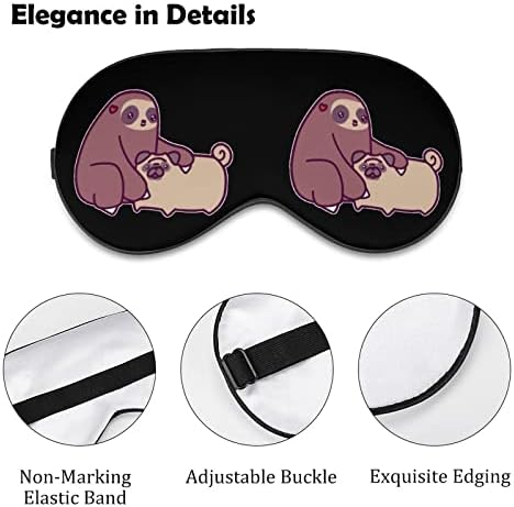 Sloth and Pug maska ​​za spavanje Mekano povez sa prijenosom za oči s podesivim kaišem za muškarce žene