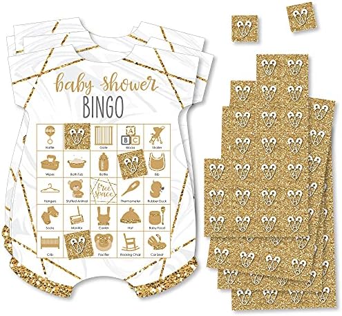 Velika tačka sreće To su blizanci - slika Bingo kartice i markeri - Gold Twins Baby u obliku tuša u obliku tuširanja - set od 18