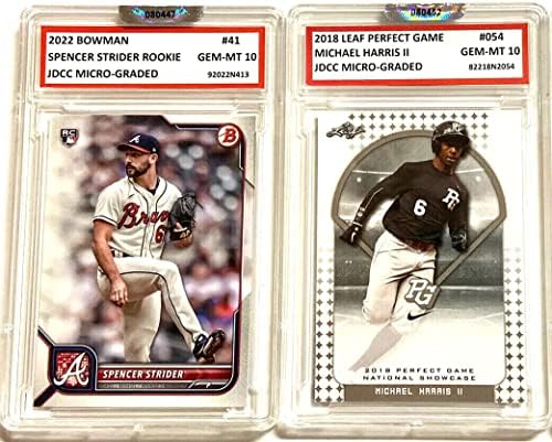 Michael Harris & Spencer Strider 2018/2022 Bowman Leaf Gem-Mint 10 Rookie Lot!