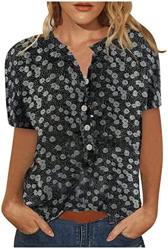 Ženske košulje Casual majica kratkih rukava za majice posade za vrat prema gore slobodno uklapaju tuničke vrhove bluze sa džepom