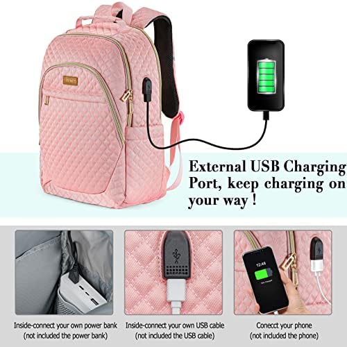Backpack za prijenosnog računala za žene, torba za laptop za 15,6 inča, vodootporna ruksačka torbica, stilski ruksak ženskih, radne