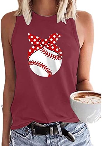 Ženski bejzbol tenk na vrhu ljetnih rukava bez rukava Funny grafički prsluci casual bejzbol igra Majica Workout Tee vrhovi