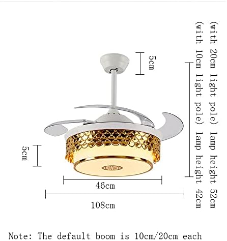 MXYSP 42 Fishe Forges Moderni plafonski ventilatori s daljinskim upravljačem Lopatice za uvlačenje 3 boje 3 brzine Promjena nevidljivog