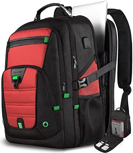 Z-MGKISS ruksak za Laptop, putni ruksak, ruksak, izuzetno velika TSA torba za nošenje od 17 inča, ruksak protiv krađe sa USB-om, vodootporni ruksak za računare Božićni pokloni za muškarce žene, crveni