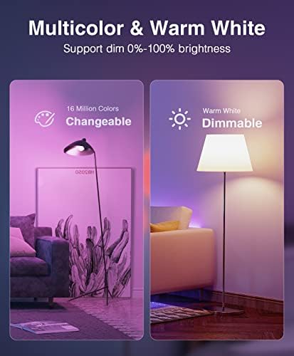 Wb4 pametne sijalice, LED sijalica sa 19 zatamnjivanjem boje koja menja boju radi sa Alexa Echo, 75W ekvivalent, E26 baza, RGB 2700k
