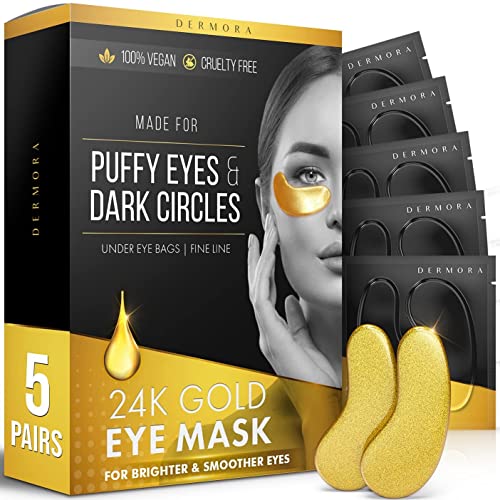 Dermora 24k zlatna maska za oči natečene oči i tamni krugovi tretmani izgledaju manje umorno