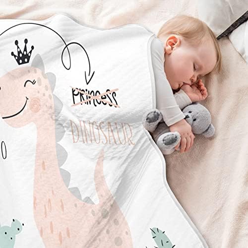 Swaddle pokrivač dinosaur djevojka pamučna pokrivačica za dojenčad, primanje pokrivača, lagana mekana prekrivačica za krevetić, kolica,
