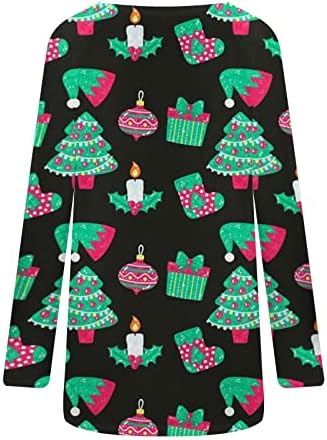 Plus Size tunike za žene duge rukave bluze Božić majice snjegović Print Tops boja blok dukserica za žene