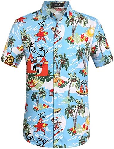 SSLR muške Djed Mraz Stranke Tropicalne ružne havajske božićne majice