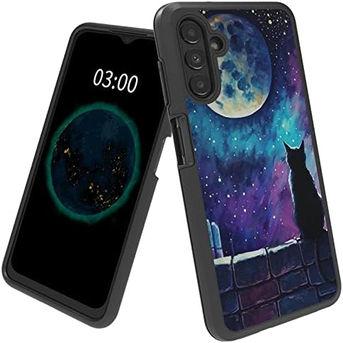 Bfserobj za Samsung A14 5G Case Galaxy A14 5G Telefon Galaxy Nebula CAT uzorak Dizajn Dvostruki sloj Tvrdi PC + Meka TPU Shock zaštitna