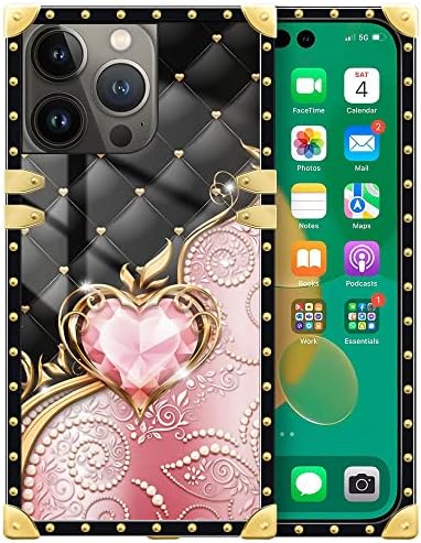 CVKOYHL kompatibilan sa iPhone 12 pro max futrolom za kvadratni telefon, J Pink Love Diamond Luxury TPU Corner Poklopac za zaštitu