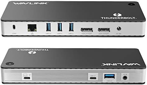 Wavlink Thunderbolt 3 Priključna stanica, Dual 4k @ 60Hz i Single 8K @ 30Hz Zaslon, 60W punjenje za Thunderbolt 3/4, USB-C za Windows