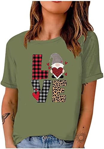 Majice za žene za žene Kratki rukav Bašični tee Leopard Plaid Gnome Print Holinic Tunts Ljeto Slatke majice