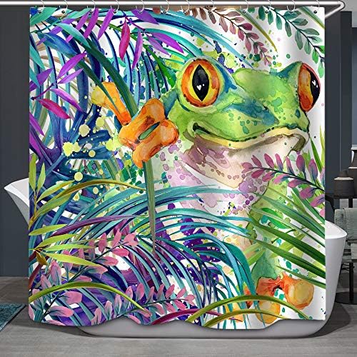 Tkanina za zavjese, tropska šumska žaba Leptir Funny Crtani Životinjski zeleni listovi poliesterska dizajnerska krpa, ispis Dekorativne