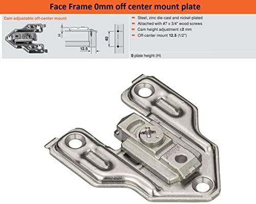 Blum 0 mm montažna ploča za montažu za ormare za lice sa podešavanjem visine, kompatibilni sa Clip Top & Inseta šarkama