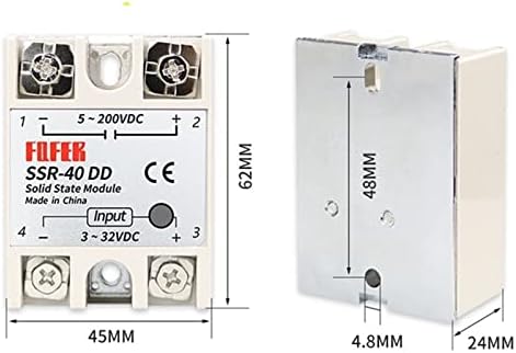 Esaah 1pcs SSR-10DD / 25DD / 40DD DC kontrola DC SSR bijela školjka Jednofazni čvrsti državni relej bez plastičnog poklopca